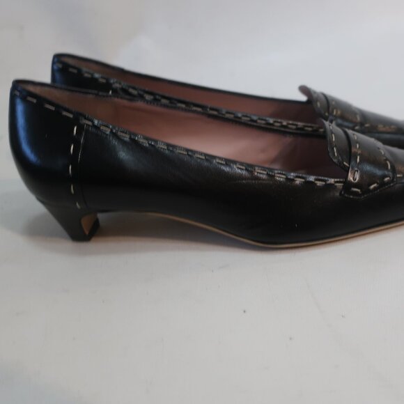 Authentic Womens Prada Black Pink Leather Buffalo City Loafer Pumps 37 US/7 - Picture 7 of 16